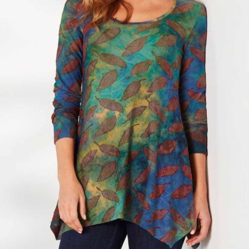 Soft Surroundings Multi-Color Leaf-Print Tunic